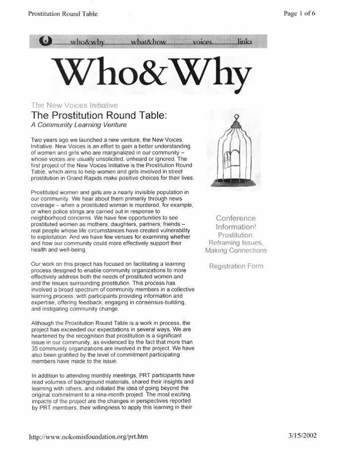 Who and Why: Prostitution Round Table
